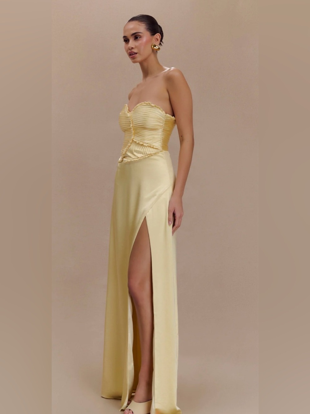 Meshki Larissa Satin Maxi Dress with Ruched Petals